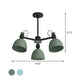 Metal Dome Pendant Lighting Nordic 3-Bulb Chandelier Lamp Fixture in Blue/Green with Adjustable Node Clearhalo 'Ceiling Lights' 'Chandeliers' 'Modern Chandeliers' 'Modern' Lighting' 536807