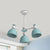 Metal Dome Pendant Lighting Nordic 3-Bulb Chandelier Lamp Fixture in Blue/Green with Adjustable Node Blue Clearhalo 'Ceiling Lights' 'Chandeliers' 'Modern Chandeliers' 'Modern' Lighting' 536808