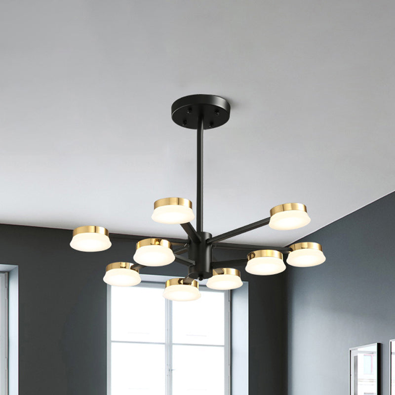 Radial Metal Chandelier Lighting Modernist 9/12 Heads Black Hanging Ceiling Lamp for Living Room 9 Black Clearhalo 'Ceiling Lights' 'Chandeliers' 'Modern Chandeliers' 'Modern' Lighting' 536855