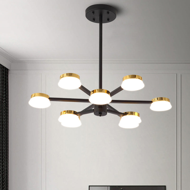 Radial Metal Chandelier Lighting Modernist 9/12 Heads Black Hanging Ceiling Lamp for Living Room Clearhalo 'Ceiling Lights' 'Chandeliers' 'Modern Chandeliers' 'Modern' Lighting' 536856