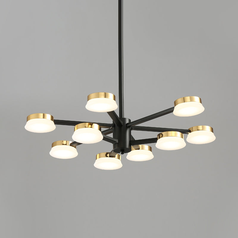 Radial Metal Chandelier Lighting Modernist 9/12 Heads Black Hanging Ceiling Lamp for Living Room Clearhalo 'Ceiling Lights' 'Chandeliers' 'Modern Chandeliers' 'Modern' Lighting' 536858