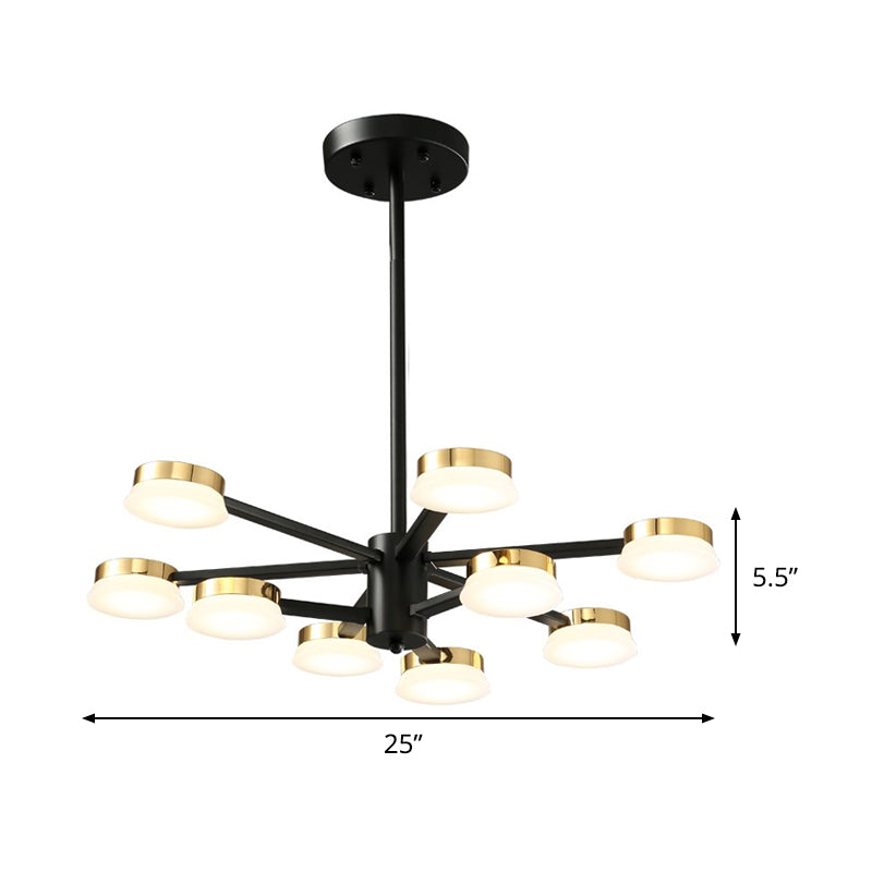 Radial Metal Chandelier Lighting Modernist 9/12 Heads Black Hanging Ceiling Lamp for Living Room Clearhalo 'Ceiling Lights' 'Chandeliers' 'Modern Chandeliers' 'Modern' Lighting' 536859