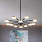 Radial Metal Chandelier Lighting Modernist 9/12 Heads Black Hanging Ceiling Lamp for Living Room Clearhalo 'Ceiling Lights' 'Chandeliers' 'Modern Chandeliers' 'Modern' Lighting' 536861