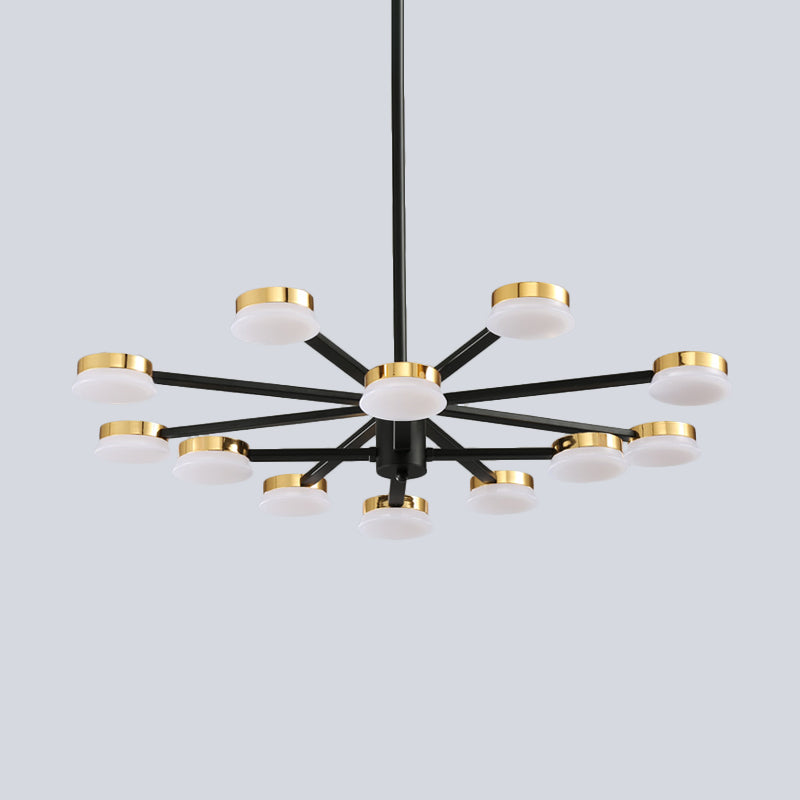 Radial Metal Chandelier Lighting Modernist 9/12 Heads Black Hanging Ceiling Lamp for Living Room Clearhalo 'Ceiling Lights' 'Chandeliers' 'Modern Chandeliers' 'Modern' Lighting' 536863