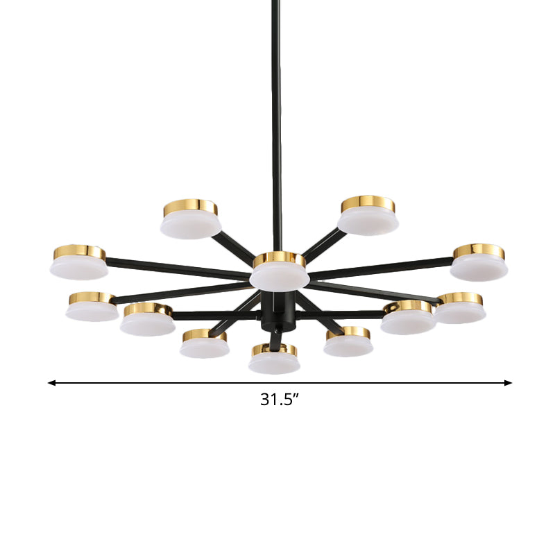 Radial Metal Chandelier Lighting Modernist 9/12 Heads Black Hanging Ceiling Lamp for Living Room Clearhalo 'Ceiling Lights' 'Chandeliers' 'Modern Chandeliers' 'Modern' Lighting' 536864