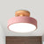 Iron Drum Flushmount Nordic White/Green/Grey Finish LED Semi Close to Ceiling Light with Wood Canopy for Corridor Pink Clearhalo 'Ceiling Lights' 'Close To Ceiling Lights' 'Close to ceiling' 'Semi-flushmount' Lighting' 536924