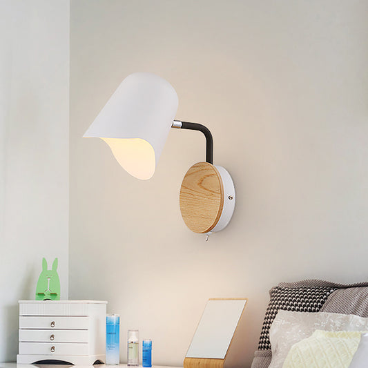 Cup Metal Wall Mount Lighting Nordic 1-Light White/Black Wall Sconce Lamp with Right Angle Arm White Clearhalo 'Modern wall lights' 'Modern' 'Wall Lamps & Sconces' 'Wall Lights' Lighting' 536964
