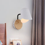 Cup Metal Wall Mount Lighting Nordic 1-Light White/Black Wall Sconce Lamp with Right Angle Arm Clearhalo 'Modern wall lights' 'Modern' 'Wall Lamps & Sconces' 'Wall Lights' Lighting' 536965