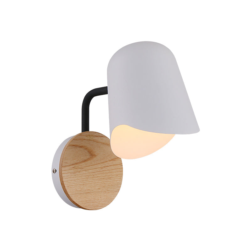 Cup Metal Wall Mount Lighting Nordic 1-Light White/Black Wall Sconce Lamp with Right Angle Arm Clearhalo 'Modern wall lights' 'Modern' 'Wall Lamps & Sconces' 'Wall Lights' Lighting' 536966