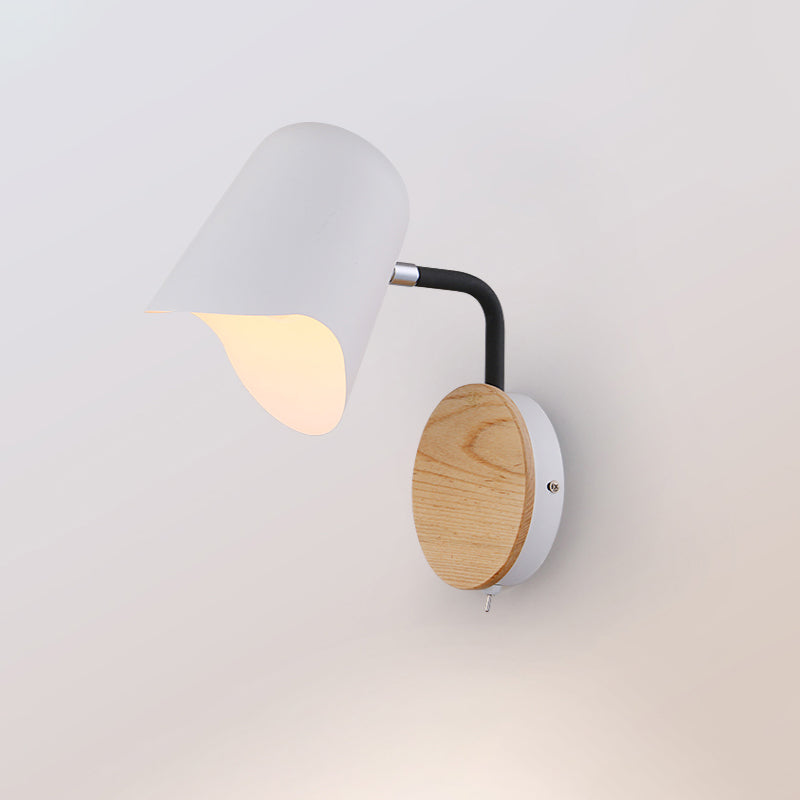 Cup Metal Wall Mount Lighting Nordic 1-Light White/Black Wall Sconce Lamp with Right Angle Arm Clearhalo 'Modern wall lights' 'Modern' 'Wall Lamps & Sconces' 'Wall Lights' Lighting' 536967