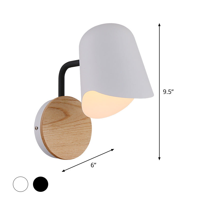 Cup Metal Wall Mount Lighting Nordic 1-Light White/Black Wall Sconce Lamp with Right Angle Arm Clearhalo 'Modern wall lights' 'Modern' 'Wall Lamps & Sconces' 'Wall Lights' Lighting' 536968