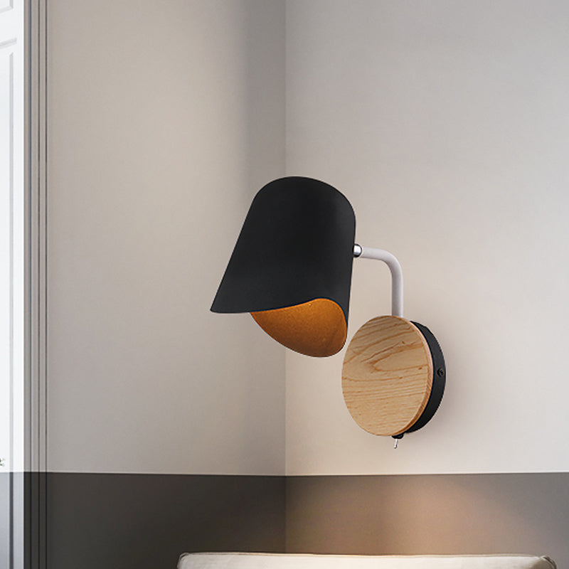 Cup Metal Wall Mount Lighting Nordic 1-Light White/Black Wall Sconce Lamp with Right Angle Arm Clearhalo 'Modern wall lights' 'Modern' 'Wall Lamps & Sconces' 'Wall Lights' Lighting' 536970