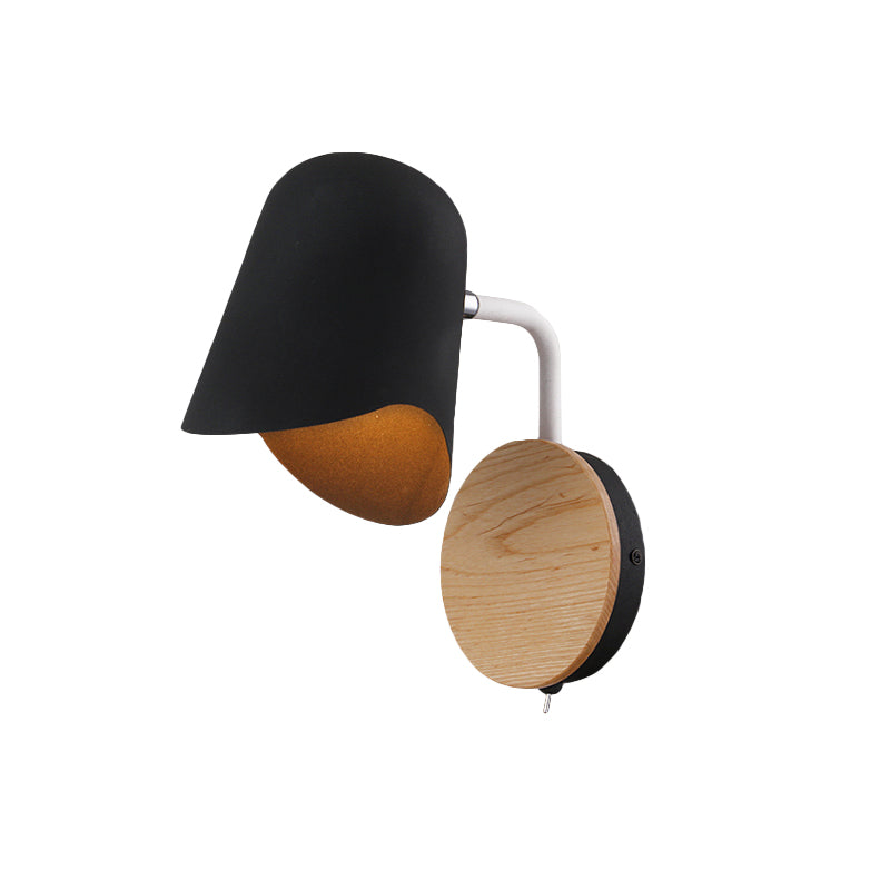 Cup Metal Wall Mount Lighting Nordic 1-Light White/Black Wall Sconce Lamp with Right Angle Arm Clearhalo 'Modern wall lights' 'Modern' 'Wall Lamps & Sconces' 'Wall Lights' Lighting' 536971