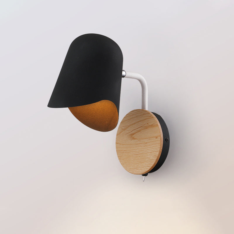 Cup Metal Wall Mount Lighting Nordic 1-Light White/Black Wall Sconce Lamp with Right Angle Arm Clearhalo 'Modern wall lights' 'Modern' 'Wall Lamps & Sconces' 'Wall Lights' Lighting' 536972