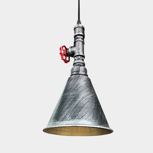 1-Bulb Conical Down Lighting Farmhouse Black/Silver/Gold Finish Iron Pendant Lamp Fixture for Restaurant Clearhalo 'Art Deco Pendants' 'Black' 'Cast Iron' 'Ceiling Lights' 'Ceramic' 'Crystal' 'Industrial Pendants' 'Industrial' 'Metal' 'Middle Century Pendants' 'Pendant Lights' 'Pendants' 'Rustic Pendants' 'Tiffany' Lighting' 537000