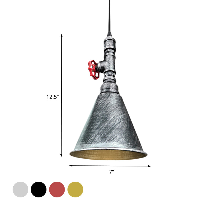 1-Bulb Conical Down Lighting Farmhouse Black/Silver/Gold Finish Iron Pendant Lamp Fixture for Restaurant Clearhalo 'Art Deco Pendants' 'Black' 'Cast Iron' 'Ceiling Lights' 'Ceramic' 'Crystal' 'Industrial Pendants' 'Industrial' 'Metal' 'Middle Century Pendants' 'Pendant Lights' 'Pendants' 'Rustic Pendants' 'Tiffany' Lighting' 537001