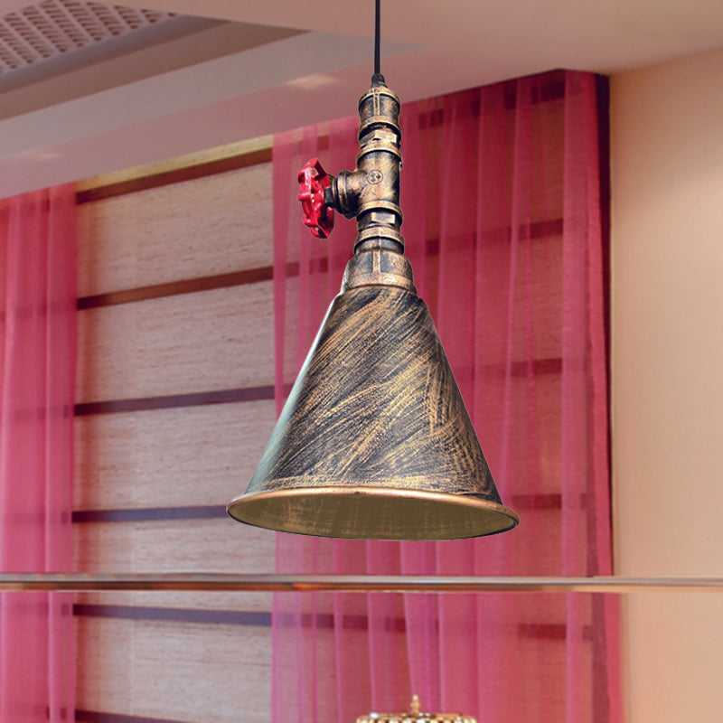 1-Bulb Conical Down Lighting Farmhouse Black/Silver/Gold Finish Iron Pendant Lamp Fixture for Restaurant Clearhalo 'Art Deco Pendants' 'Black' 'Cast Iron' 'Ceiling Lights' 'Ceramic' 'Crystal' 'Industrial Pendants' 'Industrial' 'Metal' 'Middle Century Pendants' 'Pendant Lights' 'Pendants' 'Rustic Pendants' 'Tiffany' Lighting' 537009