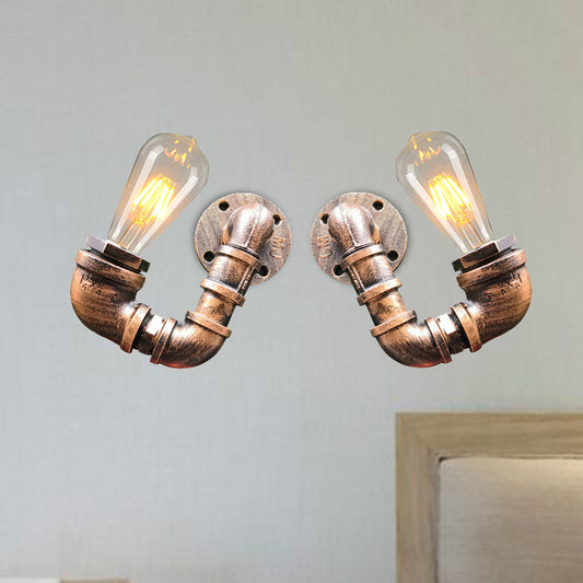 2-Light Double Curved Arm Sconce Antiqued Black/Rust/Gold Finish Metallic Wall Lamp for Restaurant Gold Clearhalo 'Art deco wall lights' 'Cast Iron' 'Glass' 'Industrial wall lights' 'Industrial' 'Middle century wall lights' 'Modern' 'Rustic wall lights' 'Tiffany' 'Traditional wall lights' 'Wall Lamps & Sconces' 'Wall Lights' Lighting' 537077