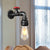 Water Pipe Balcony Sconce Lamp Fixture Industrial Iron 1-Light Silver/Black/Rust Wall Mount Lamp with Red Valve Deco Silver Clearhalo 'Art deco wall lights' 'Cast Iron' 'Glass' 'Industrial wall lights' 'Industrial' 'Middle century wall lights' 'Modern' 'Rustic wall lights' 'Tiffany' 'Traditional wall lights' 'Wall Lamps & Sconces' 'Wall Lights' Lighting' 537111