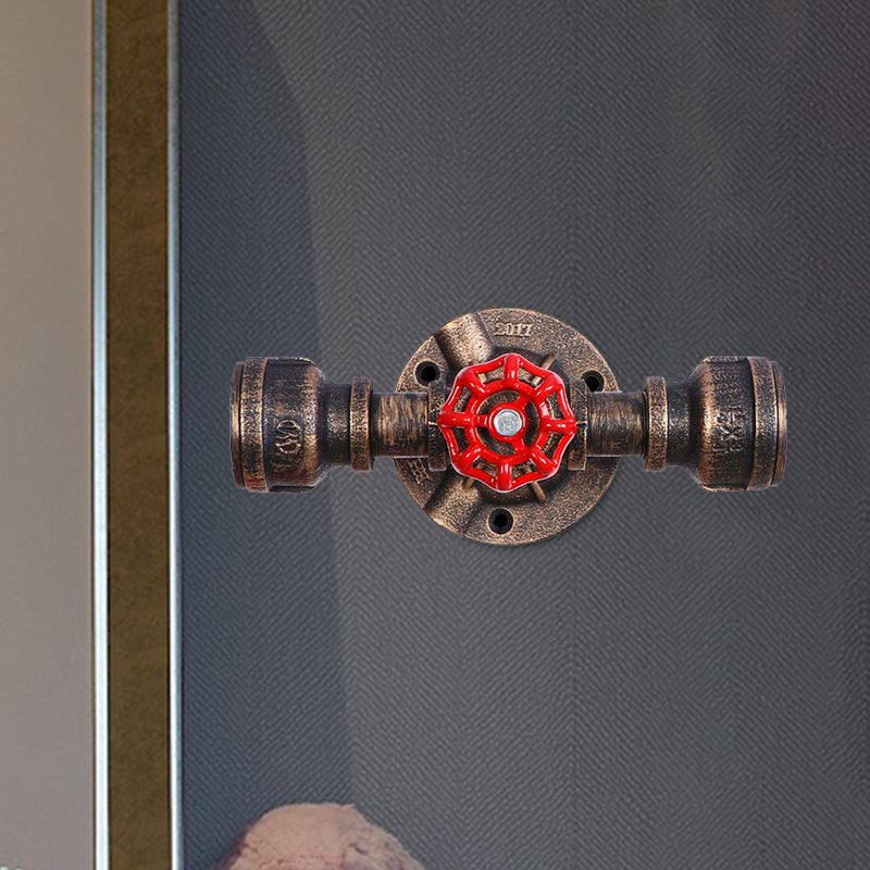 Bronze 1 Light Wall Sconce Antiqued Metallic Pipe and Valve Wall Mount Lamp, 8"/10" Wide Bronze 8" Clearhalo 'Art deco wall lights' 'Cast Iron' 'Glass' 'Industrial wall lights' 'Industrial' 'Middle century wall lights' 'Modern' 'Rustic wall lights' 'Tiffany' 'Traditional wall lights' 'Wall Lamps & Sconces' 'Wall Lights' Lighting' 537137