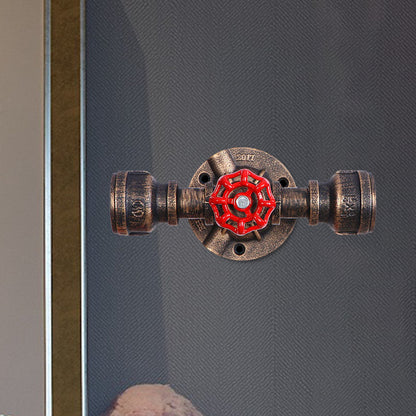 Bronze 1 Light Wall Sconce Antiqued Metallic Pipe and Valve Wall Mount Lamp, 8"/10" Wide Bronze 8" Clearhalo 'Art deco wall lights' 'Cast Iron' 'Glass' 'Industrial wall lights' 'Industrial' 'Middle century wall lights' 'Modern' 'Rustic wall lights' 'Tiffany' 'Traditional wall lights' 'Wall Lamps & Sconces' 'Wall Lights' Lighting' 537137