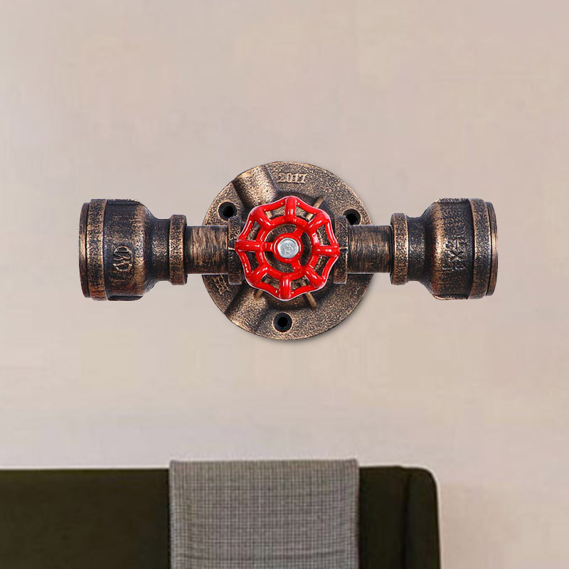 Bronze 1 Light Wall Sconce Antiqued Metallic Pipe and Valve Wall Mount Lamp, 8"/10" Wide Clearhalo 'Art deco wall lights' 'Cast Iron' 'Glass' 'Industrial wall lights' 'Industrial' 'Middle century wall lights' 'Modern' 'Rustic wall lights' 'Tiffany' 'Traditional wall lights' 'Wall Lamps & Sconces' 'Wall Lights' Lighting' 537138