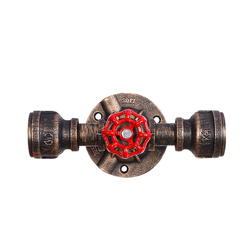Bronze 1 Light Wall Sconce Antiqued Metallic Pipe and Valve Wall Mount Lamp, 8"/10" Wide Clearhalo 'Art deco wall lights' 'Cast Iron' 'Glass' 'Industrial wall lights' 'Industrial' 'Middle century wall lights' 'Modern' 'Rustic wall lights' 'Tiffany' 'Traditional wall lights' 'Wall Lamps & Sconces' 'Wall Lights' Lighting' 537139