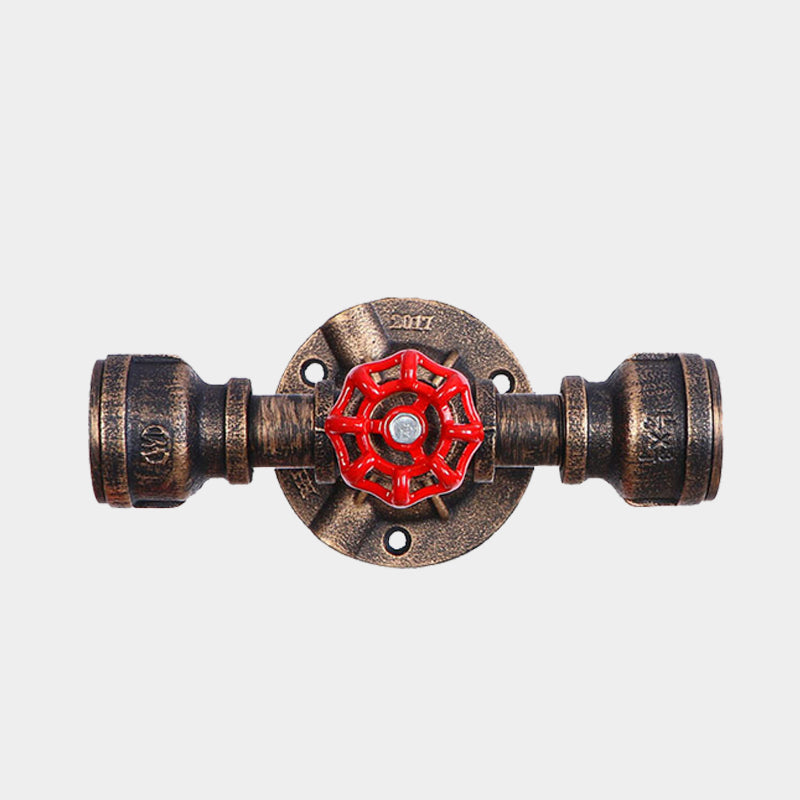 Bronze 1 Light Wall Sconce Antiqued Metallic Pipe and Valve Wall Mount Lamp, 8"/10" Wide Clearhalo 'Art deco wall lights' 'Cast Iron' 'Glass' 'Industrial wall lights' 'Industrial' 'Middle century wall lights' 'Modern' 'Rustic wall lights' 'Tiffany' 'Traditional wall lights' 'Wall Lamps & Sconces' 'Wall Lights' Lighting' 537140