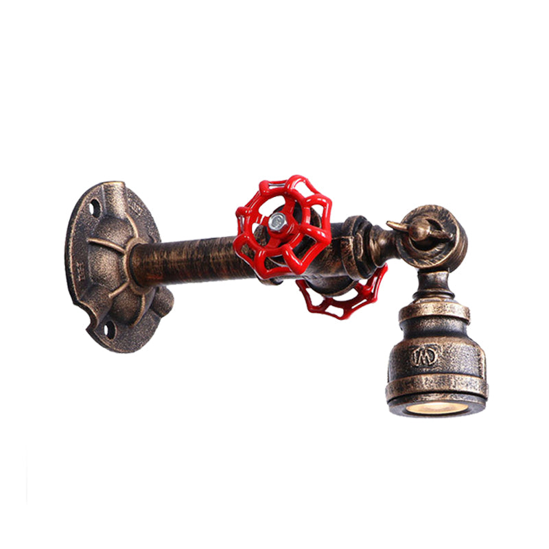 Bronze 1 Light Wall Sconce Antiqued Metallic Pipe and Valve Wall Mount Lamp, 8"/10" Wide Clearhalo 'Art deco wall lights' 'Cast Iron' 'Glass' 'Industrial wall lights' 'Industrial' 'Middle century wall lights' 'Modern' 'Rustic wall lights' 'Tiffany' 'Traditional wall lights' 'Wall Lamps & Sconces' 'Wall Lights' Lighting' 537144