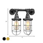 Wire Cage Iron Sconce Light Fixture Farmhouse 2 Bulbs Coffee Shop Wall Mount Pipe Lamp in Black/Brass Clearhalo 'Art deco wall lights' 'Cast Iron' 'Glass' 'Industrial wall lights' 'Industrial' 'Middle century wall lights' 'Modern' 'Rustic wall lights' 'Tiffany' 'Traditional wall lights' 'Wall Lamps & Sconces' 'Wall Lights' Lighting' 537185