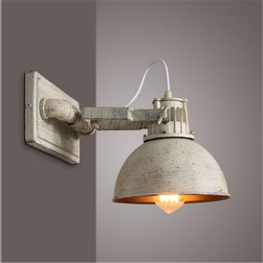 Dome Metal Wall Mount Sconce Antiqued 1 Head Living Room Adjustable Wall Light Fixture in White with Handle