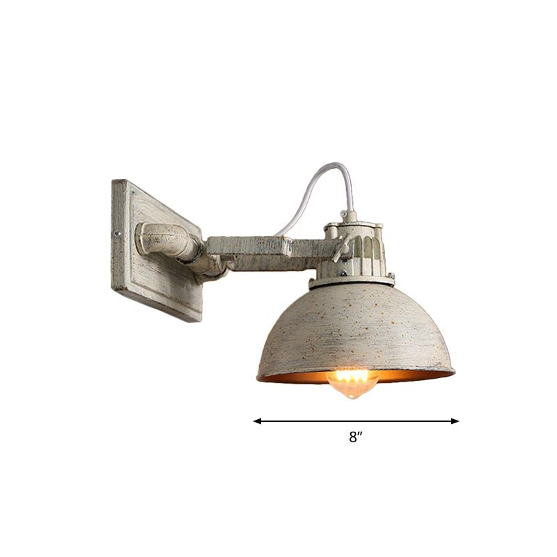 Dome Metal Wall Mount Sconce Antiqued 1 Head Living Room Adjustable Wall Light Fixture in White with Handle Clearhalo 'Art deco wall lights' 'Cast Iron' 'Glass' 'Industrial wall lights' 'Industrial' 'Middle century wall lights' 'Modern' 'Rustic wall lights' 'Tiffany' 'Traditional wall lights' 'Wall Lamps & Sconces' 'Wall Lights' Lighting' 537393