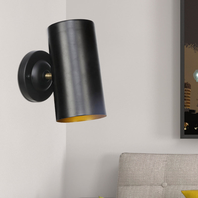 1 Light Cylindrical Wall Light Fixture Farmhouse Black Finish Metallic Wall Mount Sconce for Bedside, 4"/6" W Black 6" Clearhalo 'Art deco wall lights' 'Cast Iron' 'Glass' 'Industrial wall lights' 'Industrial' 'Middle century wall lights' 'Modern' 'Rustic wall lights' 'Tiffany' 'Traditional wall lights' 'Wall Lamps & Sconces' 'Wall Lights' Lighting' 537411
