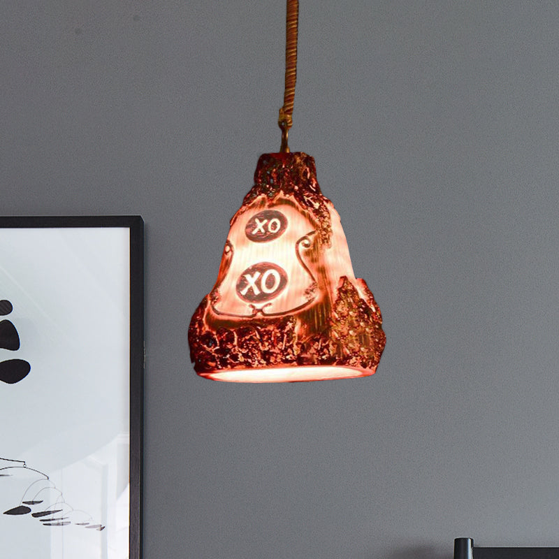 Wine Bottle Resin Pendant Lighting Vintage 1 Head Bar Hanging Ceiling Lamp in Red/Pink/Yellow with Rope Cord Clearhalo 'Ceiling Lights' 'Industrial Pendants' 'Industrial' 'Middle Century Pendants' 'Pendant Lights' 'Pendants' 'Tiffany' Lighting' 537455