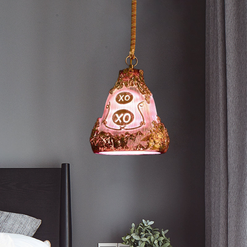 Wine Bottle Resin Pendant Lighting Vintage 1 Head Bar Hanging Ceiling Lamp in Red/Pink/Yellow with Rope Cord Clearhalo 'Ceiling Lights' 'Industrial Pendants' 'Industrial' 'Middle Century Pendants' 'Pendant Lights' 'Pendants' 'Tiffany' Lighting' 537458