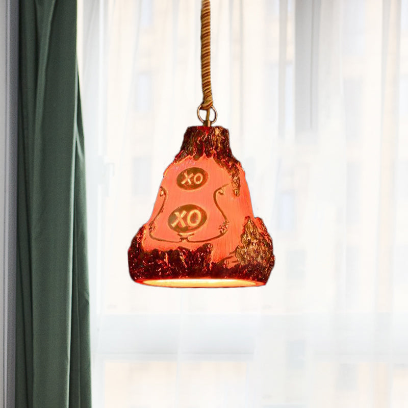 Wine Bottle Resin Pendant Lighting Vintage 1 Head Bar Hanging Ceiling Lamp in Red/Pink/Yellow with Rope Cord Clearhalo 'Ceiling Lights' 'Industrial Pendants' 'Industrial' 'Middle Century Pendants' 'Pendant Lights' 'Pendants' 'Tiffany' Lighting' 537461