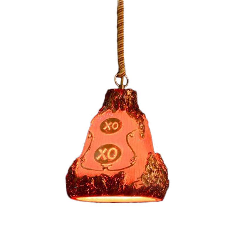 Wine Bottle Resin Pendant Lighting Vintage 1 Head Bar Hanging Ceiling Lamp in Red/Pink/Yellow with Rope Cord Clearhalo 'Ceiling Lights' 'Industrial Pendants' 'Industrial' 'Middle Century Pendants' 'Pendant Lights' 'Pendants' 'Tiffany' Lighting' 537462