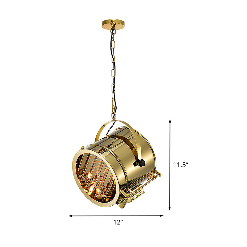 Stainless Steel Gold Pendant Light Fixture Drum 1-Head Art Deco Spotlight with Handle for Office Clearhalo 'Art Deco Pendants' 'Cast Iron' 'Ceiling Lights' 'Ceramic' 'Crystal' 'Industrial Pendants' 'Industrial' 'Metal' 'Middle Century Pendants' 'Pendant Lights' 'Pendants' 'Tiffany' Lighting' 537513