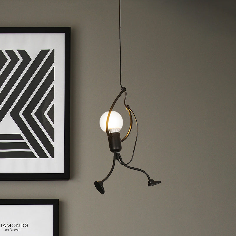 Black Finish Human Shape Pendant Industrial Iron 1-Bulb Restaurant Hanging Light Fixture Black Clearhalo 'Art Deco Pendants' 'Black' 'Cast Iron' 'Ceiling Lights' 'Ceramic' 'Crystal' 'Industrial Pendants' 'Industrial' 'Metal' 'Middle Century Pendants' 'Pendant Lights' 'Pendants' 'Rustic Pendants' 'Tiffany' Lighting' 537514