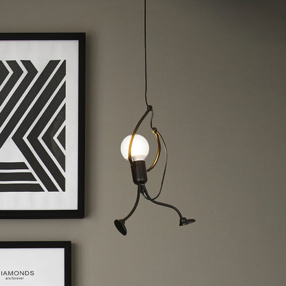 Black Finish Human Shape Pendant Industrial Iron 1-Bulb Restaurant Hanging Light Fixture Black Clearhalo 'Art Deco Pendants' 'Black' 'Cast Iron' 'Ceiling Lights' 'Ceramic' 'Crystal' 'Industrial Pendants' 'Industrial' 'Metal' 'Middle Century Pendants' 'Pendant Lights' 'Pendants' 'Rustic Pendants' 'Tiffany' Lighting' 537514