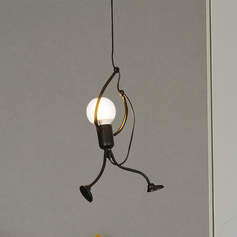 Black Finish Human Shape Pendant Industrial Iron 1-Bulb Restaurant Hanging Light Fixture Clearhalo 'Art Deco Pendants' 'Black' 'Cast Iron' 'Ceiling Lights' 'Ceramic' 'Crystal' 'Industrial Pendants' 'Industrial' 'Metal' 'Middle Century Pendants' 'Pendant Lights' 'Pendants' 'Rustic Pendants' 'Tiffany' Lighting' 537515