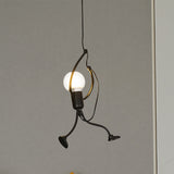 Black Finish Human Shape Pendant Industrial Iron 1-Bulb Restaurant Hanging Light Fixture Clearhalo 'Art Deco Pendants' 'Black' 'Cast Iron' 'Ceiling Lights' 'Ceramic' 'Crystal' 'Industrial Pendants' 'Industrial' 'Metal' 'Middle Century Pendants' 'Pendant Lights' 'Pendants' 'Rustic Pendants' 'Tiffany' Lighting' 537515