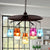Industrial Can Pendant Lighting 10 Heads Arc Colorful Glass Chandelier Lamp Fixture in Black/Rust/Gold with Flat Metal Top Rust Clearhalo 'Ceiling Lights' 'Chandeliers' 'Glass shade' 'Glass' 'Industrial Chandeliers' 'Industrial' 'Middle Century Chandeliers' 'Pendant Lights' 'Tiffany' Lighting' 537547