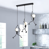 Iron Human Shape Hanging Light Fixture Industrial 3-Bulb Restaurant Cluster Pendant Lamp in Black with Linear/Round Canopy Clearhalo 'Art Deco Pendants' 'Black' 'Cast Iron' 'Ceiling Lights' 'Ceramic' 'Crystal' 'Industrial Pendants' 'Industrial' 'Metal' 'Middle Century Pendants' 'Pendant Lights' 'Pendants' 'Rustic Pendants' 'Tiffany' Lighting' 537618