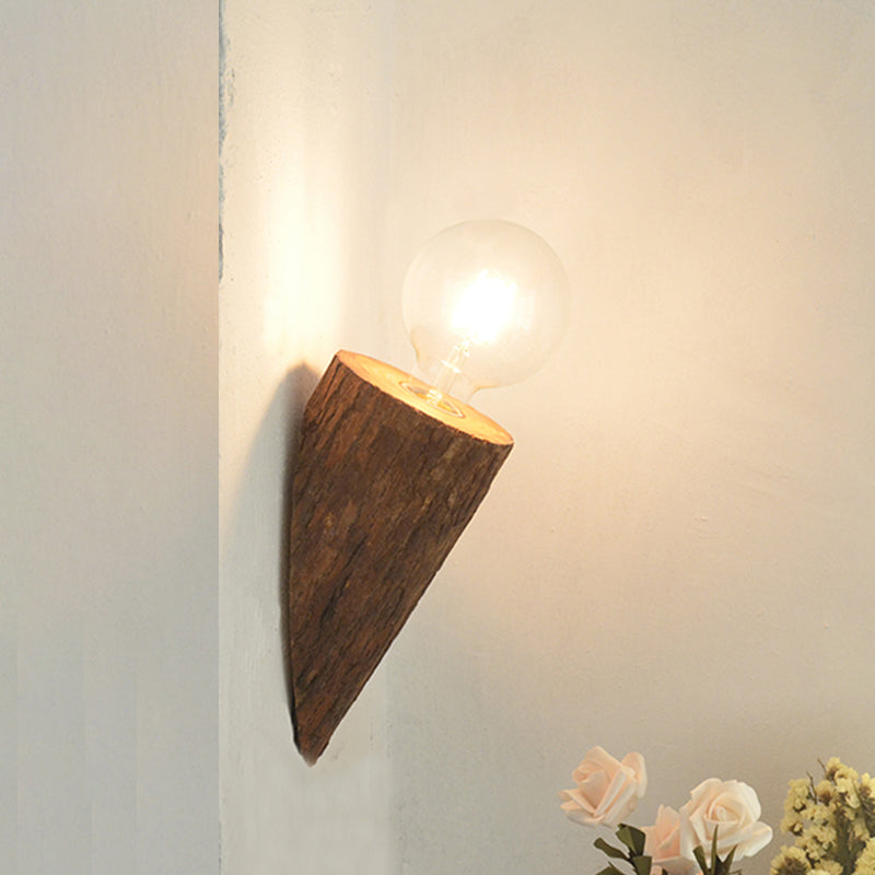 Chamfered Tube Wood Wall Lighting Fixture Countryside 1-Head Living Room Wall Mount Sconce in Brown Brown Clearhalo 'Industrial wall lights' 'Industrial' 'Middle century wall lights' 'Rustic wall lights' 'Tiffany' 'Wall Lamps & Sconces' 'Wall Lights' Lighting' 537668