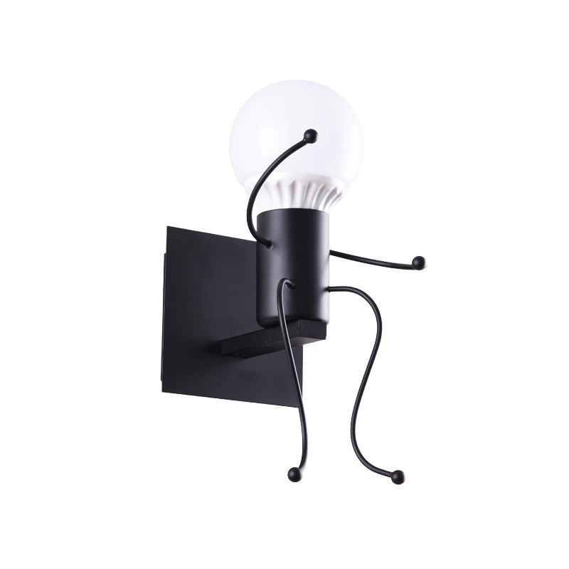 Black/White Human Shape Sconce Lamp Art Deco Metallic 1/2-Head Bedside Wall Mounted Lighting Clearhalo 'Art deco wall lights' 'Cast Iron' 'Glass' 'Industrial wall lights' 'Industrial' 'Middle century wall lights' 'Modern' 'Rustic wall lights' 'Tiffany' 'Traditional wall lights' 'Wall Lamps & Sconces' 'Wall Lights' Lighting' 537680