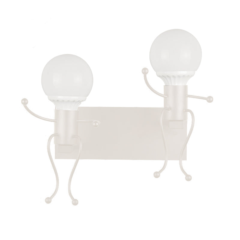 Black/White Human Shape Sconce Lamp Art Deco Metallic 1/2-Head Bedside Wall Mounted Lighting Clearhalo 'Art deco wall lights' 'Cast Iron' 'Glass' 'Industrial wall lights' 'Industrial' 'Middle century wall lights' 'Modern' 'Rustic wall lights' 'Tiffany' 'Traditional wall lights' 'Wall Lamps & Sconces' 'Wall Lights' Lighting' 537692