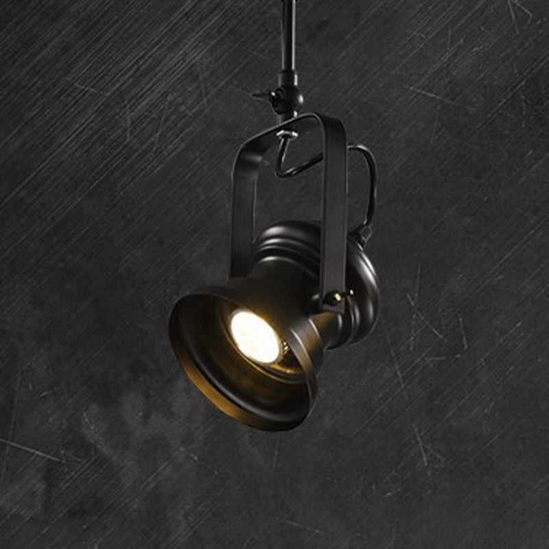 Industrial Style Camera Semi Flush Light Fixture 1-Light Metal Spotlight Flush Mount Lamp in Black with Handle Clearhalo 'Ceiling Lights' 'Close To Ceiling Lights' 'Close to ceiling' 'Semi-flushmount' Lighting' 537694