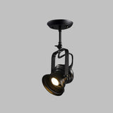 Industrial Style Camera Semi Flush Light Fixture 1-Light Metal Spotlight Flush Mount Lamp in Black with Handle Clearhalo 'Ceiling Lights' 'Close To Ceiling Lights' 'Close to ceiling' 'Semi-flushmount' Lighting' 537696