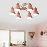 Metal Urn Shaped Suspension Light Kindergarten Macaron Style Chandelier in Pink Clearhalo 'Ceiling Lights' 'Chandeliers' Lighting' options 53865